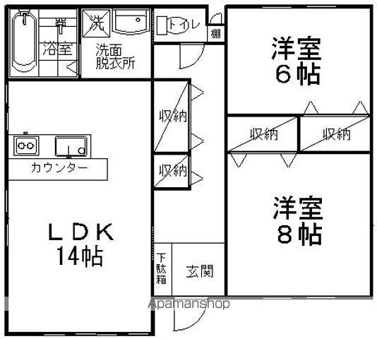 篠ノ井線 松本駅 バス乗車時間：20分 自動車学校前バス停で下車 徒歩5分 1階建 築16年(2LDK)の間取り写真