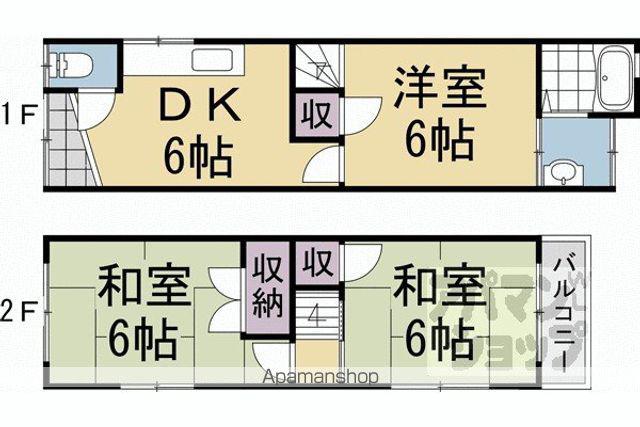 京都市烏丸線 北大路駅 徒歩28分 2階建 築43年(3DK)の間取り写真