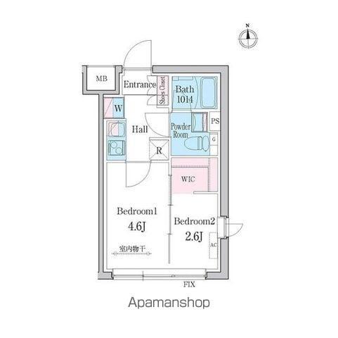 デュオメゾン都立大学(2K/4階)の間取り写真