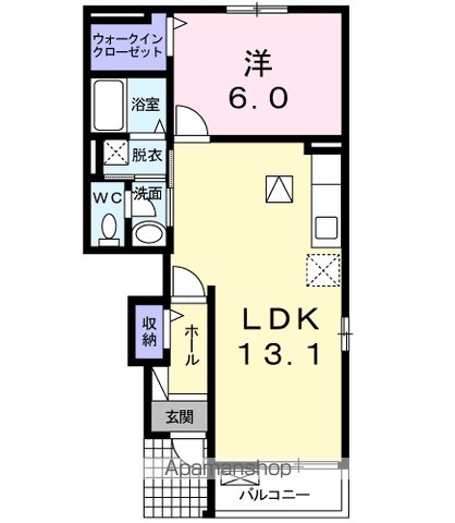 ベア・ヴァレー(1LDK/1階)の間取り写真