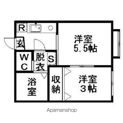 クレセントベル(1DK/2階)の間取り写真