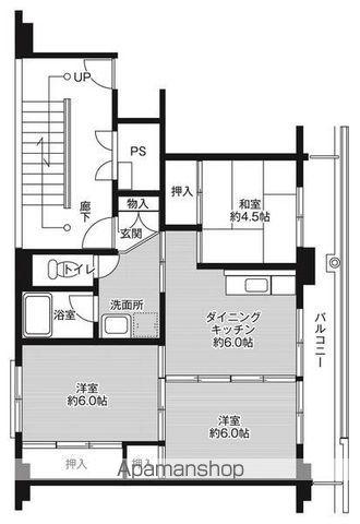 ビレッジハウス青山Ⅱ1号棟(3DK/4階)の間取り写真