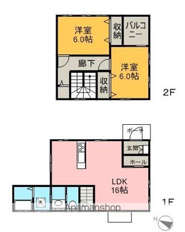 カンパニア西の土居(2LDK/2階)の間取り写真