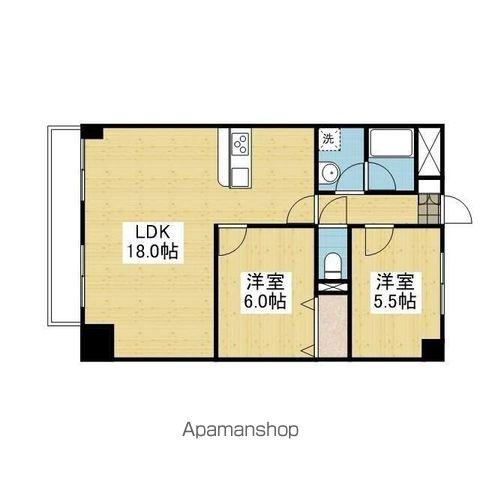 ファミール道後姫塚(2LDK/6階)の間取り写真