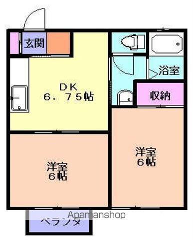 コアロード桜町(2DK/1階)の間取り写真