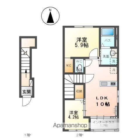 フェリーチェ・ヒマワリⅡ(2LDK/2階)の間取り写真