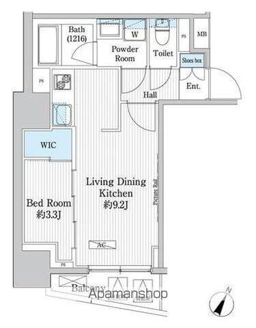 グランハイツ曙橋(1LDK/7階)の間取り写真