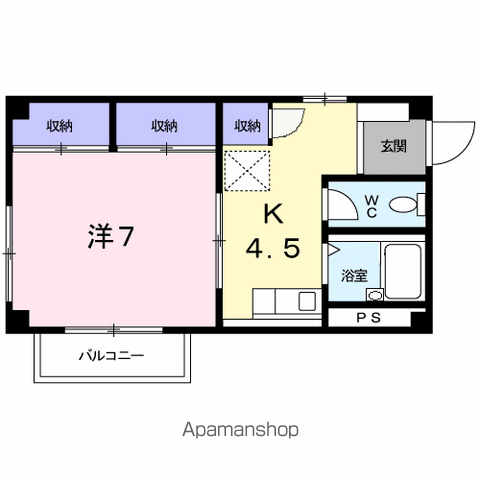 サニーハウスTⅡ(1K/1階)の間取り写真
