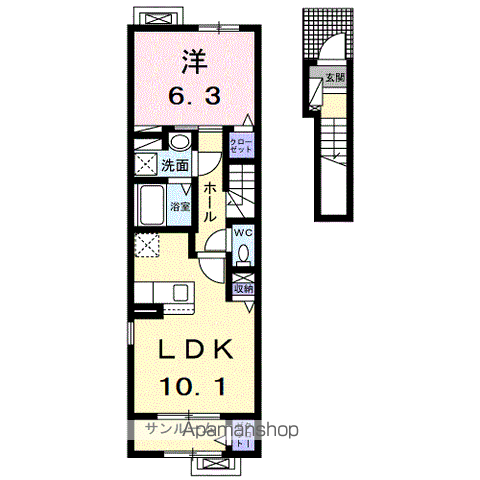 シャルマン天童Ⅰ(1LDK/2階)の間取り写真