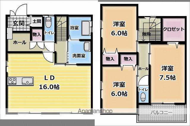 東海道本線 静岡駅 バス乗車時間：14分 上足洗バス停バス停で下車 徒歩4分 2階建 築13年(3SLDK)の間取り写真