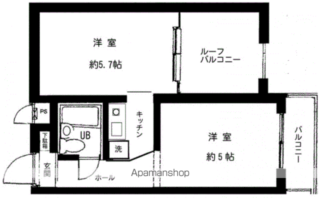 ニックアーバンスピリッツ中野(2K/4階)の間取り写真