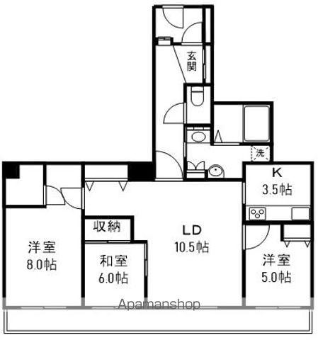 アバンドーネ原5番街4号棟(3LDK/5階)の間取り写真