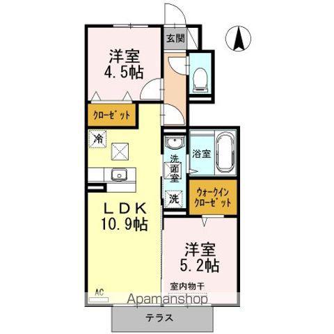 セジュールリアンⅡ(2LDK/1階)の間取り写真