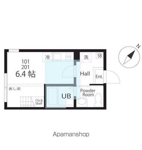 ハーミットクラブハウス 弘明寺公園(ワンルーム/1階)の間取り写真
