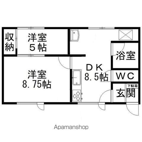 コーポつかさ(2DK/2階)の間取り写真