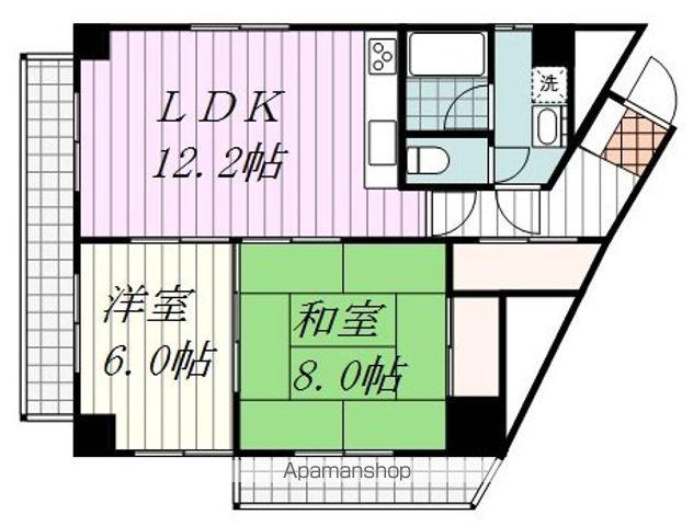 チュリス松山(2LDK/3階)の間取り写真