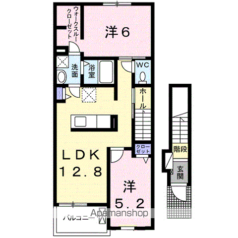 ブライト605レジデンスⅣ(2LDK/2階)の間取り写真
