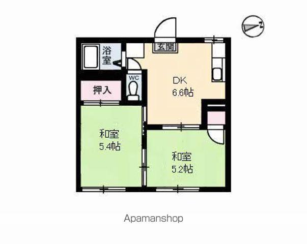 サンライズA棟(2DK/1階)の間取り写真