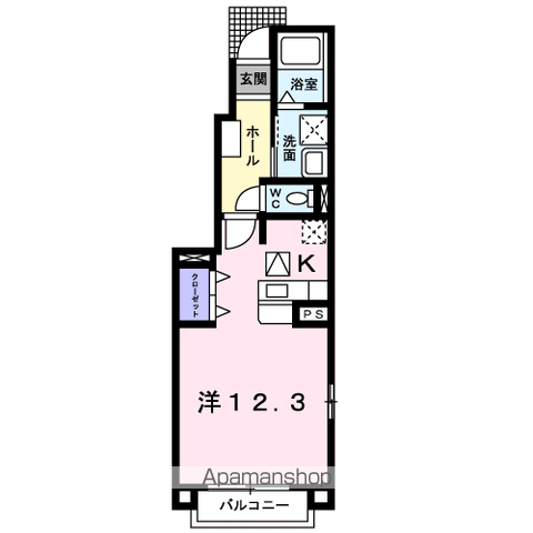 ステイズ C棟(1K/1階)の間取り写真