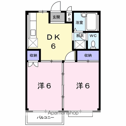 グリーンハイツ中西(2DK/2階)の間取り写真