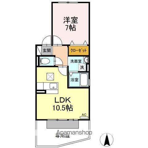ヴェルヴィルI(1LDK/1階)の間取り写真
