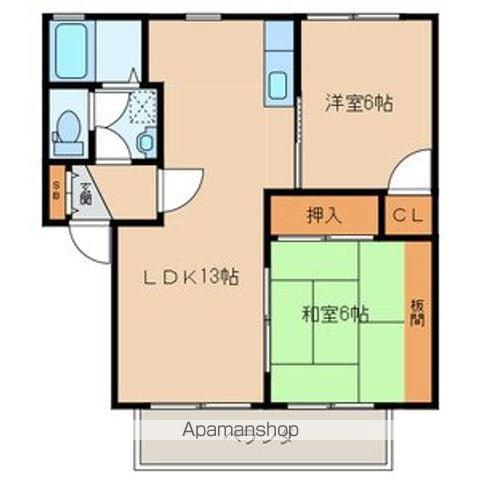 フラワーガーデン津福B棟(2LDK/2階)の間取り写真