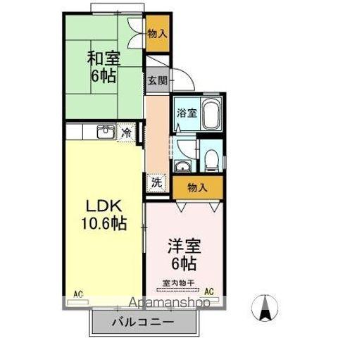 ドミール円座D棟(2LDK/2階)の間取り写真