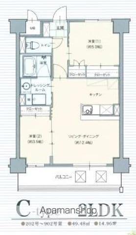 プレミアム・ラグ勢家(2LDK/8階)の間取り写真