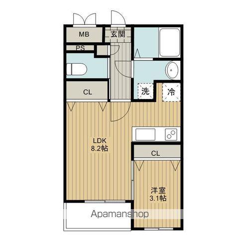 ヒルズ柿乃木坂(1LDK/1階)の間取り写真