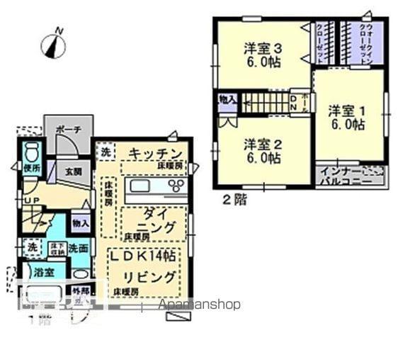 予讃線 丸亀駅 徒歩24分 2階建 築11年(3LDK)の間取り写真