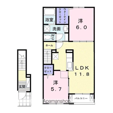 フィリップ・シャトリエ Ⅱ(2LDK/2階)の間取り写真