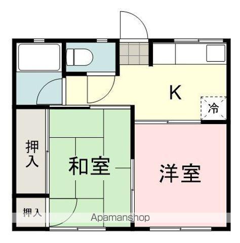 シティハイム麻機(2K/1階)の間取り写真