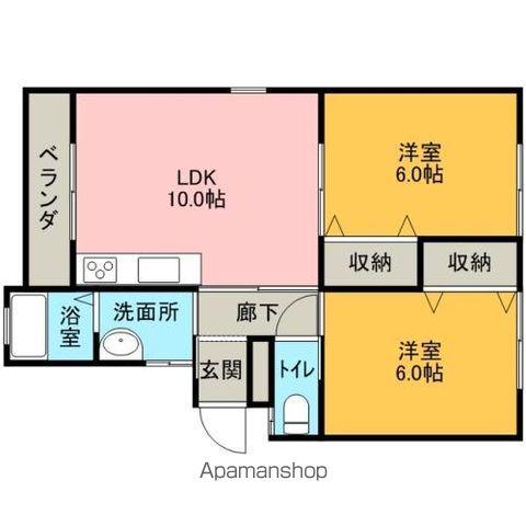 南ヒルズA(2LDK/2階)の間取り写真