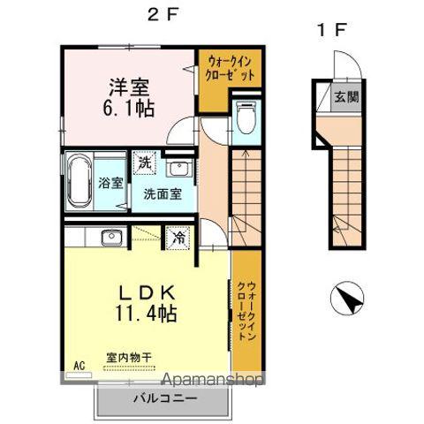 ハピーハイツATOM(1LDK/2階)の間取り写真