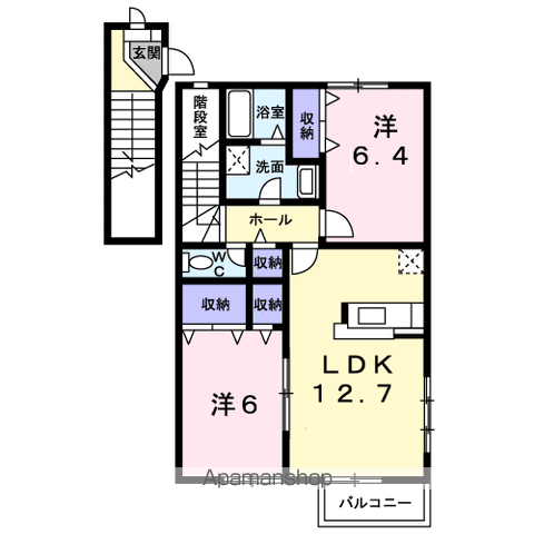 セントポーリアくすみB(2LDK/2階)の間取り写真