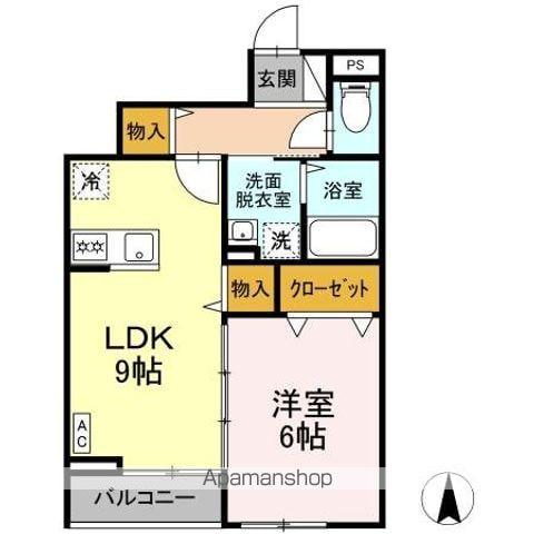 グランドヒル東仙台(1LDK/1階)の間取り写真