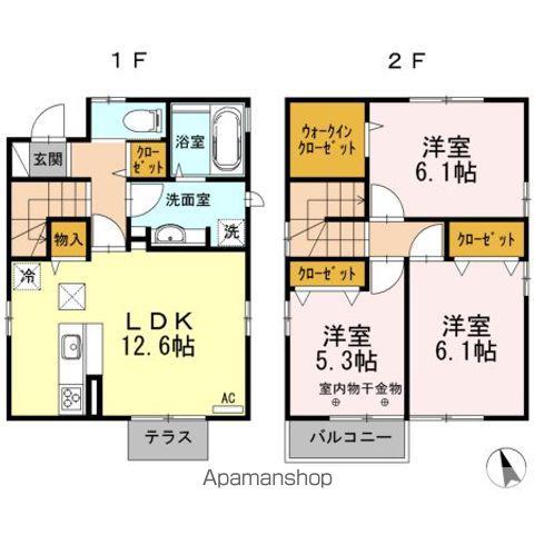 長野県長野市 2階建 築13年(3LDK)の間取り写真