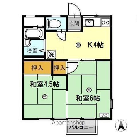 ハイツ水越 A棟(2K/2階)の間取り写真