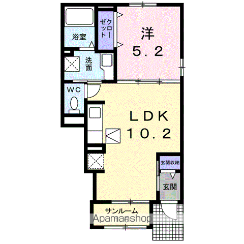 グレースコートC(1LDK/1階)の間取り写真