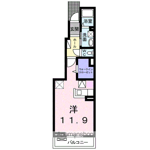 東北本線 南仙台駅 バス乗車時間：13分 袋原バス停で下車 徒歩2分 2階建 築13年(ワンルーム/1階)の間取り写真