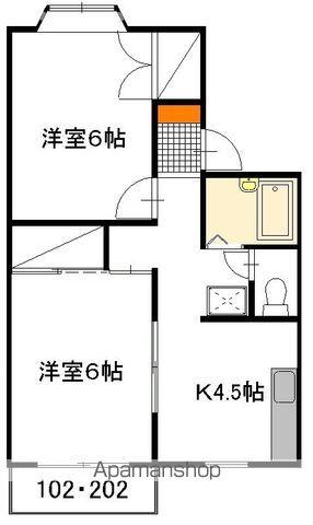 マンハイム笹野 D棟(2K/1階)の間取り写真