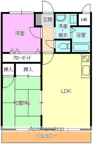 フラワーヒルズ田中A棟(2LDK/3階)の間取り写真