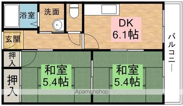 グリーンファンタン(2DK/2階)の間取り写真
