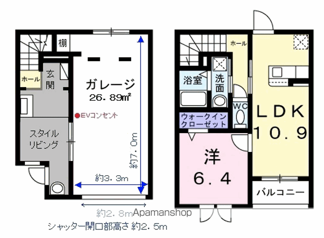 ベルシェールⅠ(1LDK/1階)の間取り写真