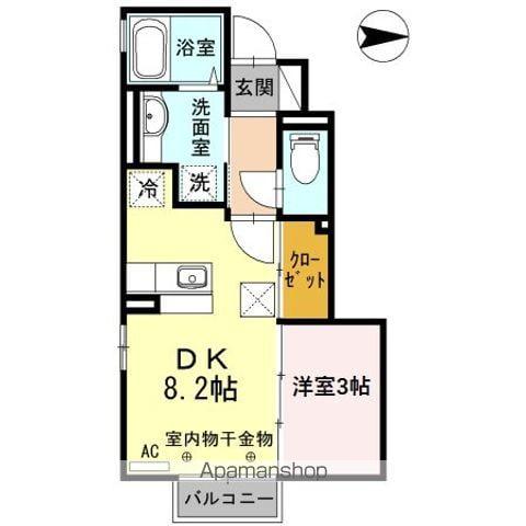 タスカータソルテ松島A棟(1DK/1階)の間取り写真
