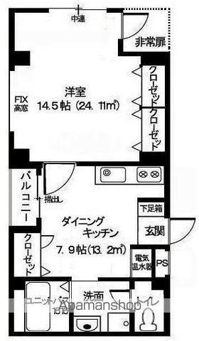 アビリティ上町弐番館(1DK/3階)の間取り写真