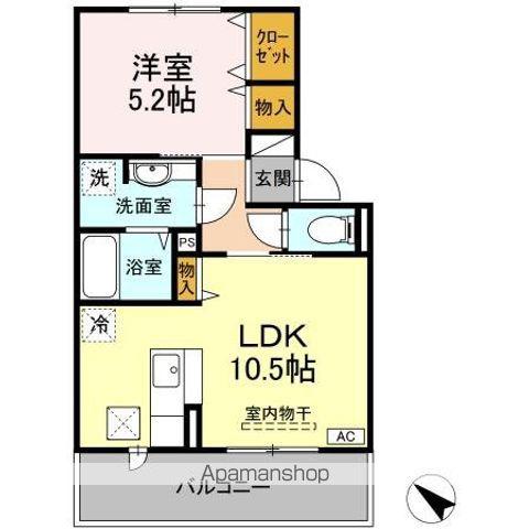 セジュール上ノ山Ⅱ(1LDK/1階)の間取り写真