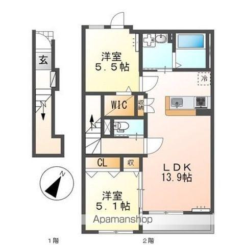 CHARME(2LDK/2階)の間取り写真