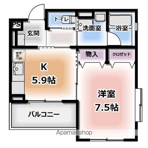 イースト(1DK/3階)の間取り写真