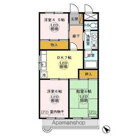 メゾンドゥボヌール(3DK/1階)の間取り写真